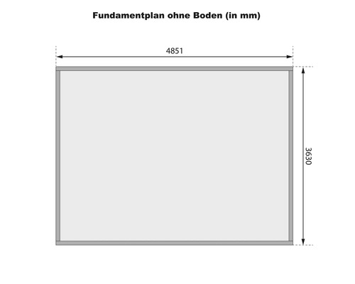Plan de fondation sans sol avec dimensions en millimètres