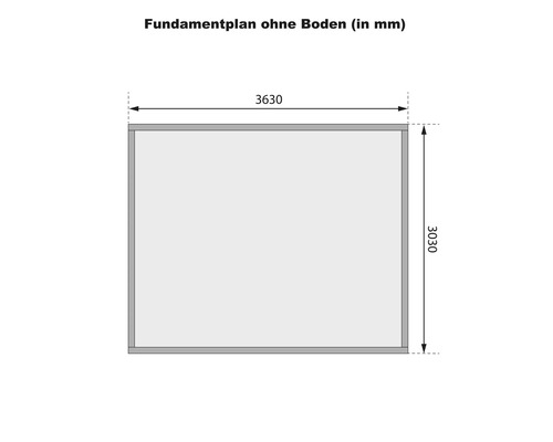 Plan de fondation sans sol avec dimensions en millimètres