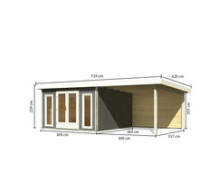 Abmessungen eines Holzgartenhauses mit Carport