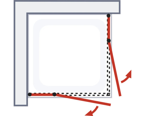 Animation einer Duschkabine mit Schwingtür