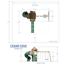 Ansichten und Abmessungen des Cedar Cove Schaukel Sets