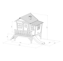 Illustration d''une cabane de jeu avec des dimensions