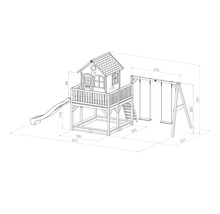 Maisonnette avec balançoire et toboggan avec dimensions