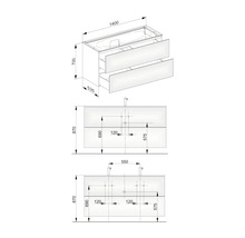 Schéma technique d''un meuble sous-lavabo avec dimensions