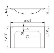 Schéma technique d''un lavabo avec cotes