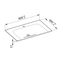 Schéma technique d''un lavabo avec dimensions