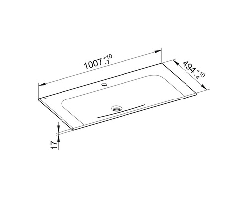 Dessin technique d''un lavabo avec dimensions