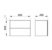 Schéma d''un meuble sous-vasque avec indications de dimensions
