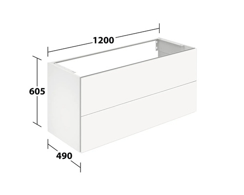 Meuble sous-vasque avec les dimensions 1200 x 605 x 490 mm