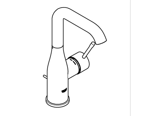 Dessin d''un robinet de lavabo avec mitigeur monocommande