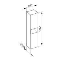 Schéma technique d''une armoire haute de salle de bain avec dimensions