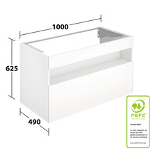 Meuble sous-lavabo avec dimensions 1000 x 625 x 490 millimètres et label PEFC