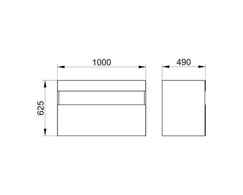 Schéma technique d''un meuble sous-lavabo avec dimensions