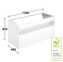 Meuble sous-vasque avec dimensions et label PEFC