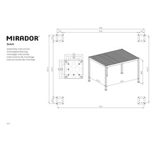 Instructions de montage pour un pavillon de 3x4 mètres avec indications de taille
