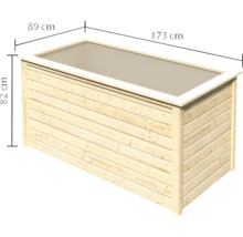 Jardinière en bois mesurant 173 cm sur 89 cm sur 82 cm