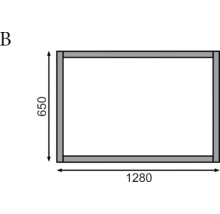 Illustration eines Rahmens mit den Maßen 1280 x 650 Millimeter
