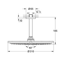 Ensemble pommeau de douche GROHE Rainshower Cosmopolitan 310 26067GN0 Ø 31 cm avec raccord au plafond 14,2 cm cool sunrise brossé-thumb-1