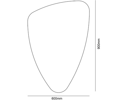 Schéma d''un miroir mesurant 600 mm de large et 900 mm de haut