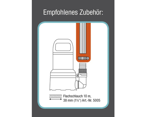 Empfohlenes Zubehör: Flachschlauch, 10 Meter, 38 Millimeter