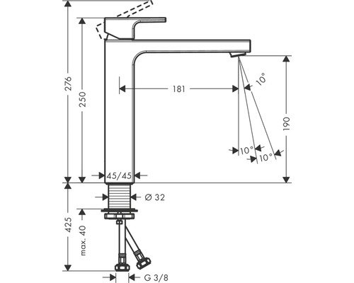 Dessin technique d''un robinet avec dimensions