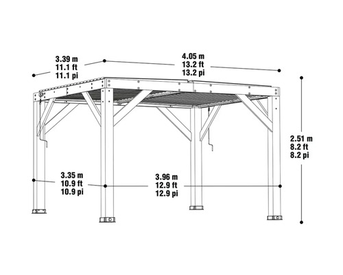 Schéma technique d''un pavillon avec dimensions