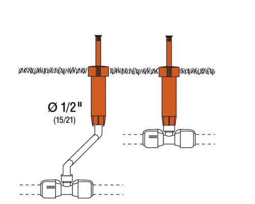 Illustration eines versenkten Rasensprengers mit 1/2 Zoll Durchmesser