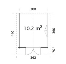 Gartenhaus Palmako Sally 10,2 m² inkl. Fußboden und Vordach 362 x 440 cm natur