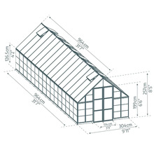 Gewächshaus Palram – Canopia Balance Polycarbonat 0,7 mm 304 x 964 cm silber