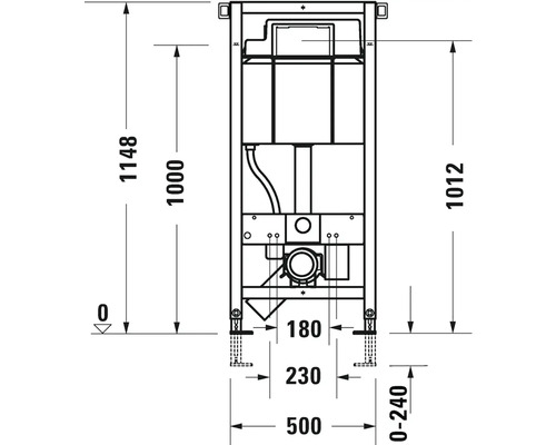 Schéma technique d''un bâti-support avec indications de dimension