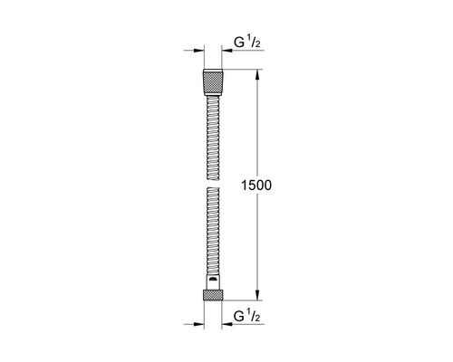 Schéma technique d''un tuyau blindé avec les dimensions 1500 mm et G 1 1/2