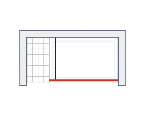 Cabine de douche avec porte coulissante et paroi latérale