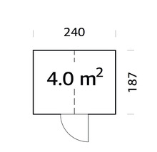 Grundriss mit den Maßen 240 mal 187 Zentimeter und einer Fläche von 4,0 Quadratmetern
