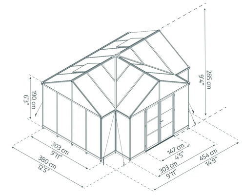 Dimensions de la serre en centimètres