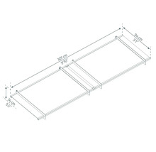 Technische Zeichnung eines Untergestells mit den Maßen 301 x 94 x 14 Zentimeter