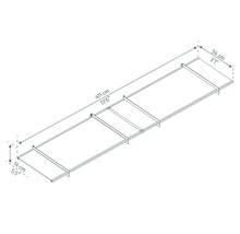 Technische Zeichnung einer Rollenbahn mit den Maßen 411 mal 94 mal 14 Zentimeter