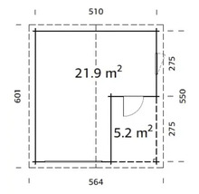 Plan d''un abri de jardin avec indications de dimensions