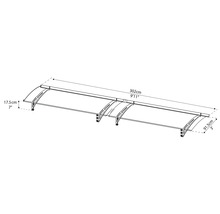 Schéma technique d''un auvent de porte d''entrée avec indications de dimensions