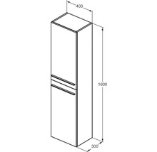 Schéma technique d''une armoire haute de salle de bains mesurant 400 x 300 x 1600 millimètres