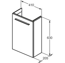 Schéma technique d''un meuble sous-lavabo avec les dimensions 410, 630 et 205 mm