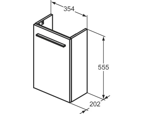 Technische Zeichnung eines Hängeschranks mit Maßangaben