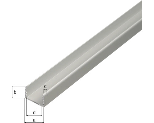 Profilé en U en aluminium avec dimensions