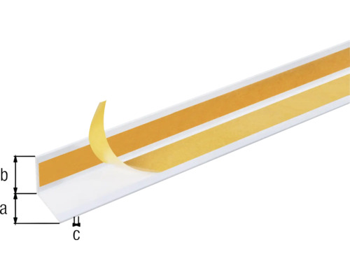 Profilé d''angle en plastique avec bande adhésive