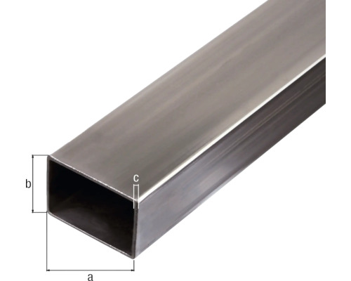 Tube rectangulaire en acier avec indication des dimensions