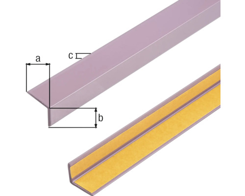 Cornière en plastique avec dimensions a, b et c