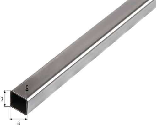 Vierkantrohr aus Metall mit Massangaben