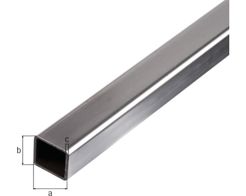 Vierkantrohr aus Metall mit Maßangaben