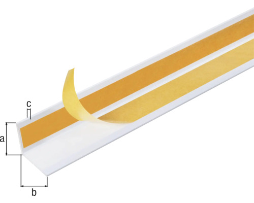 Profilé d''angle en plastique avec bande adhésive