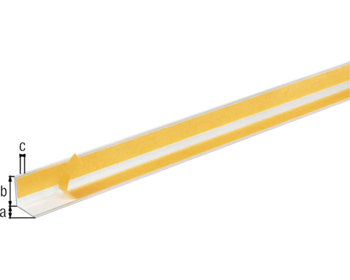 Kunststoff Profilleiste mit Klebestreifen und Dimensionsangaben