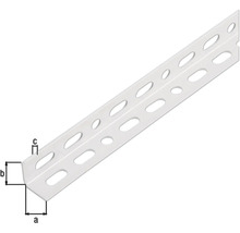 Winkelverbinder mit Löchern und Maßangaben a, b und c